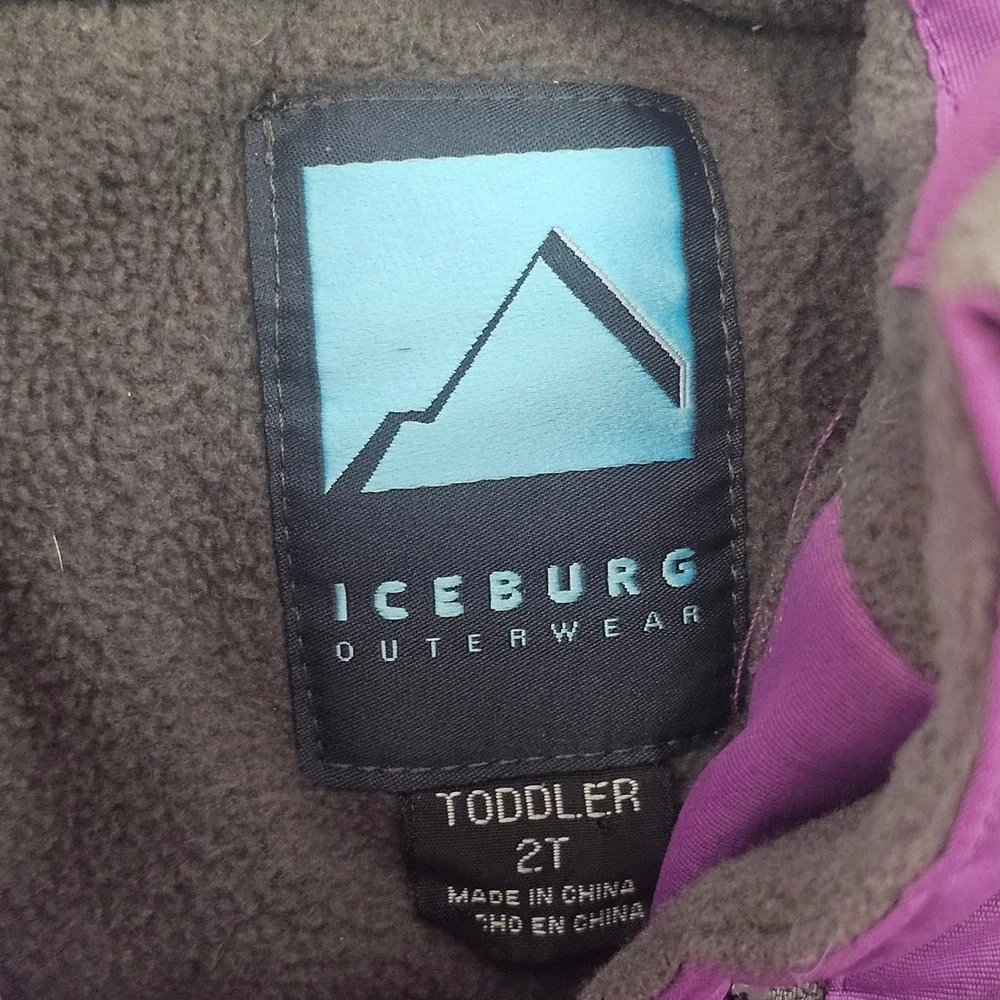 Iceburg Outerwear Toddler 2T Purple‎ Black Hooded Winter Jacket Ski Coat Fleece